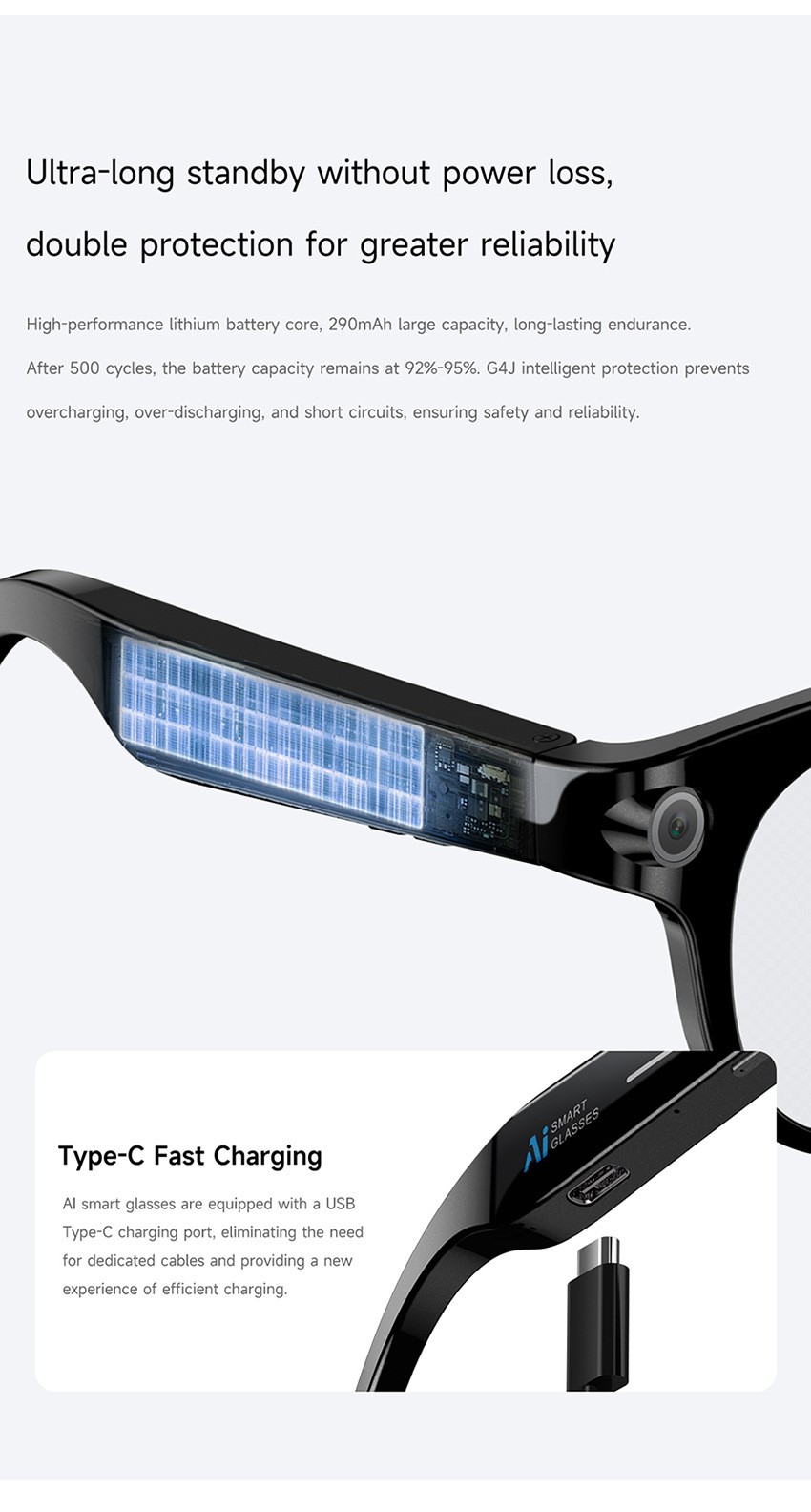 Smart Glasses Sony IMX219 1080P Vlog Cam Stabilization Bluetooth Sunglasses
