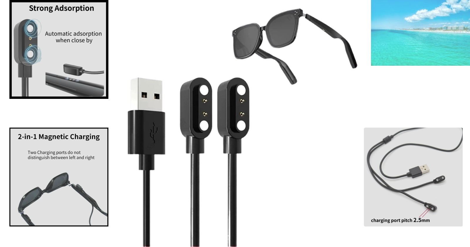 Magnetic USB Charger for Smart Glasses – Fast Charging & Eco-Friendly – 60cm