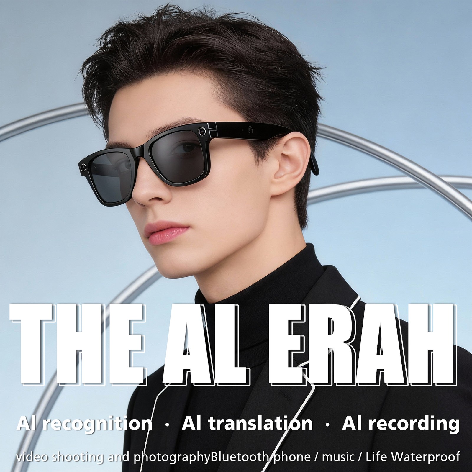 AI Smart Glasses with HD Camera Voice Assistant Real-Time Translation Sunglasses