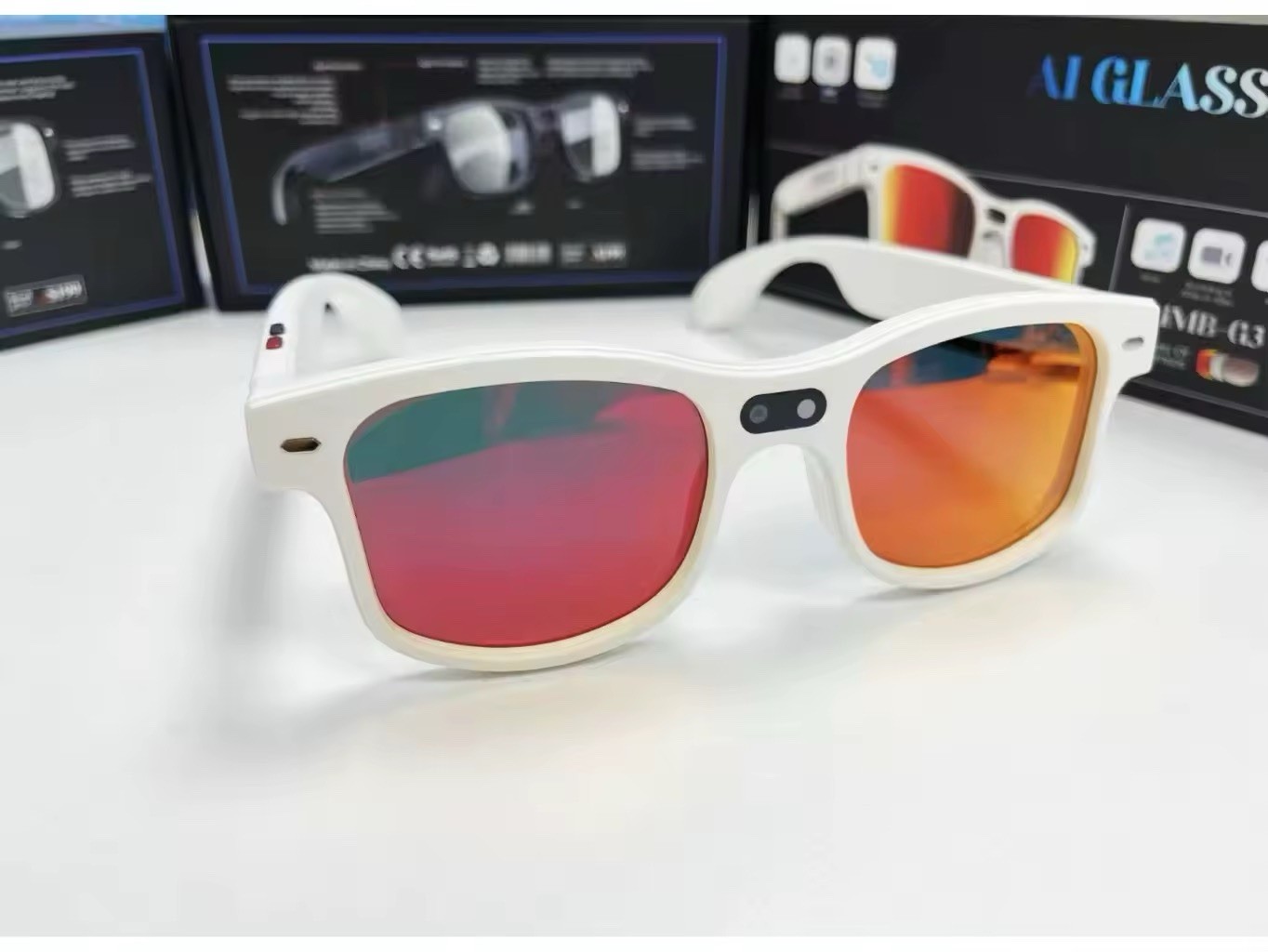 Smart Ai glasses 8MP Sony Camera, Video Recording-For iOS and Android .(White)