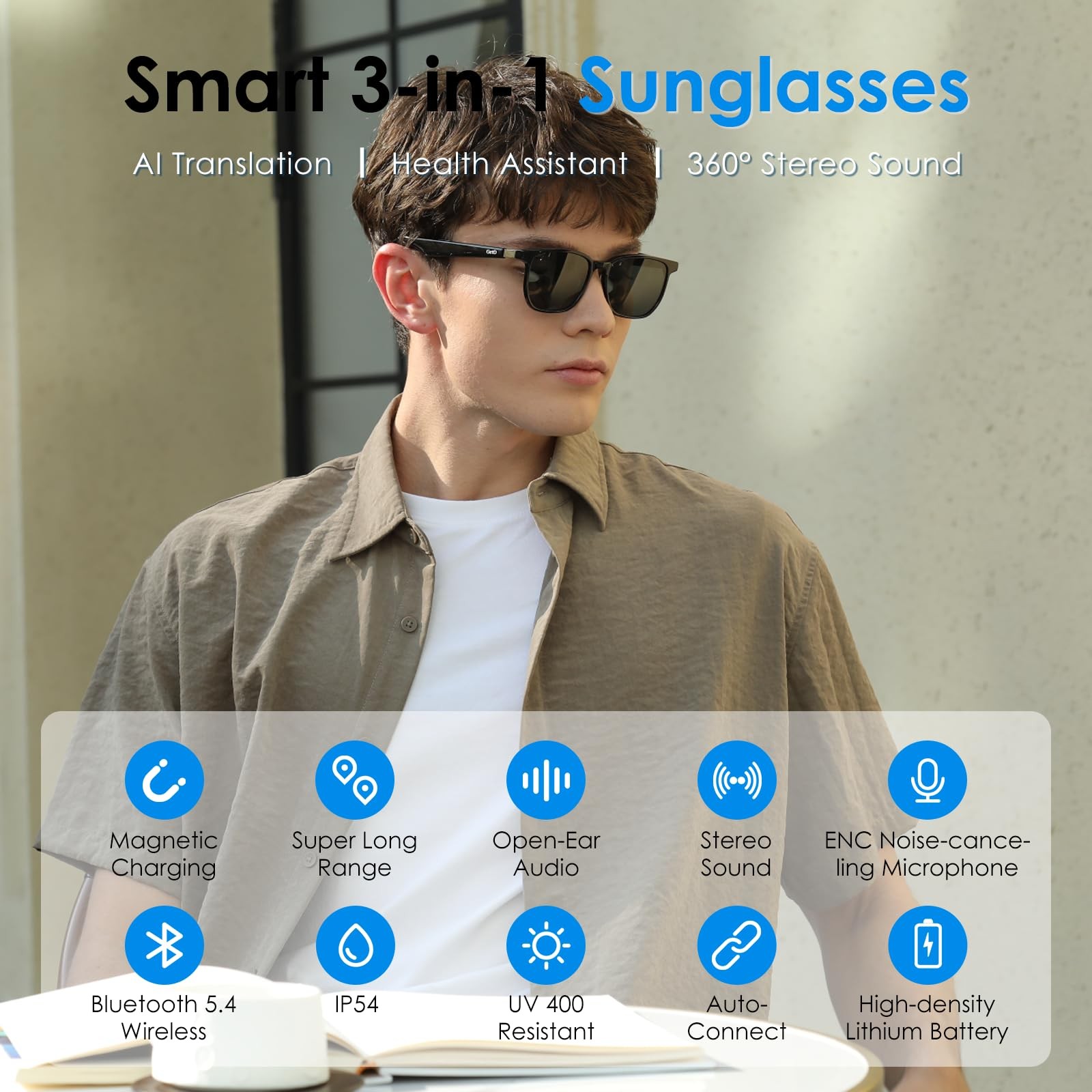 2026 Acetate Smart Glasses, ChatGPT and 145-Language Real-time Translator, Bl…