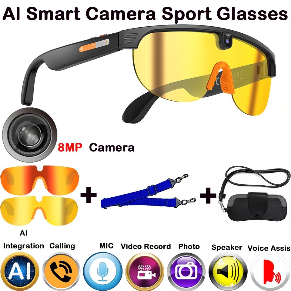 6K HD Smart Glasses AI integration Camera Bluetooth Call 290Mah Battery