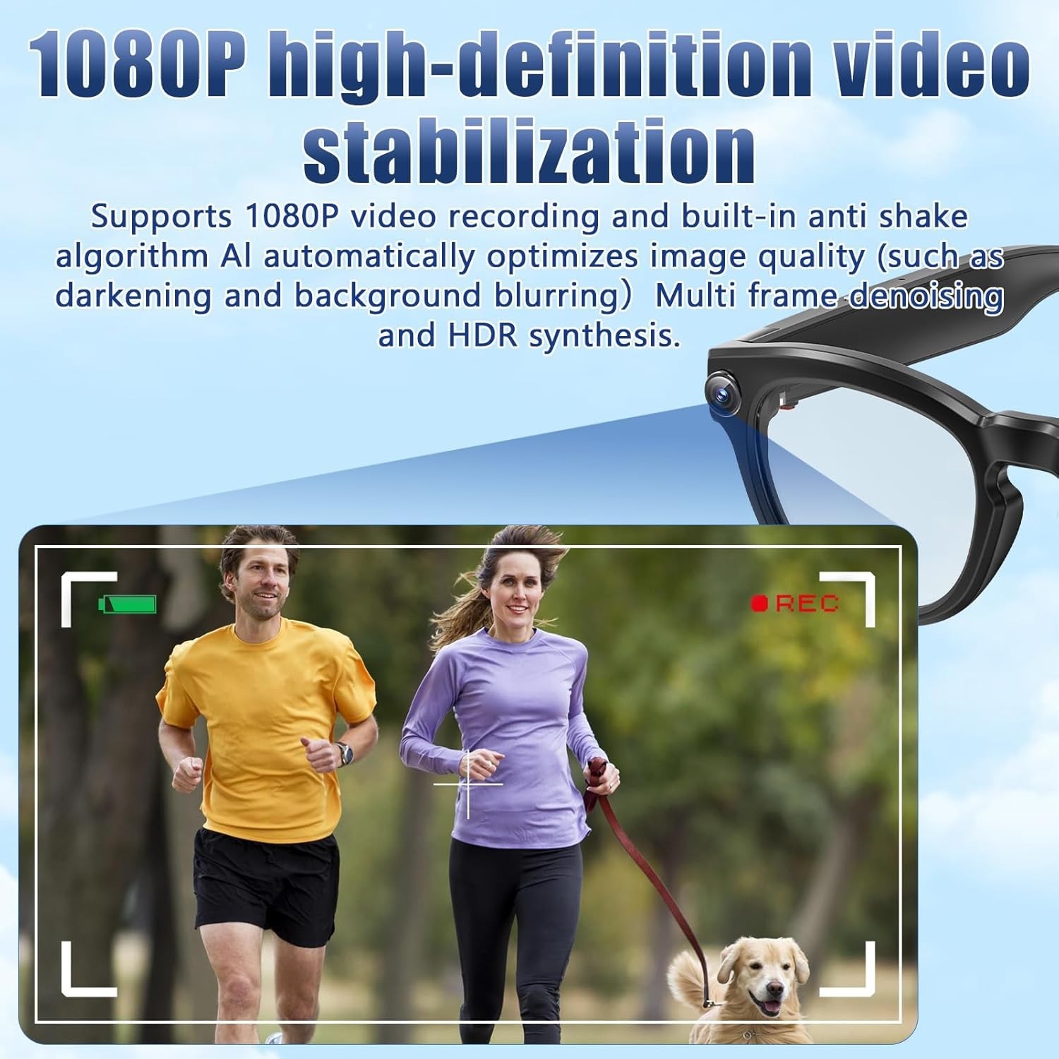 AI Smart Glasses with Camera, 1080P HD Video Recording Glasses, Real-Time Transl