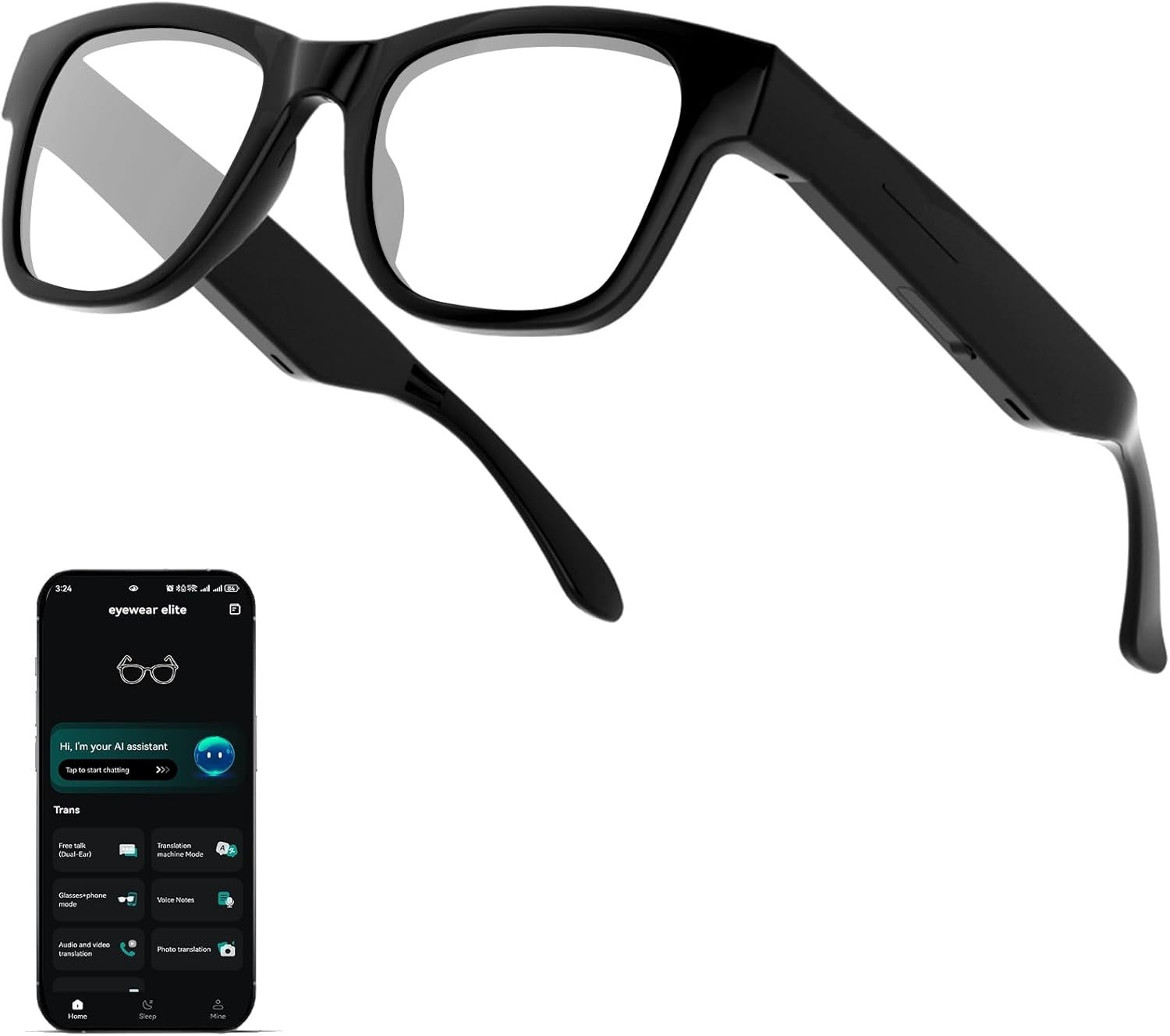 Trendy Smart Glasses with 164 Language Translator & Immersive Audio, Waterproof