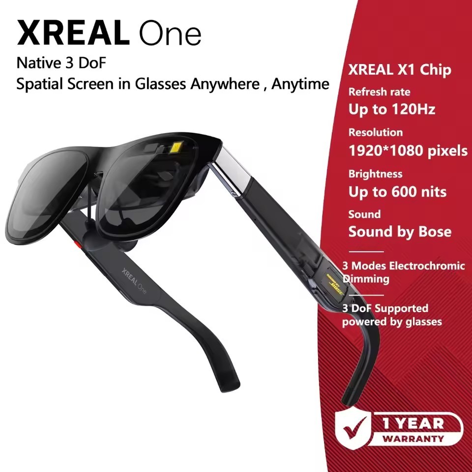 XREAL One AR Smart Glasses 147″ HD Screen 3DoF 50°FOV 120Hz 3D Cinema XR Glasses