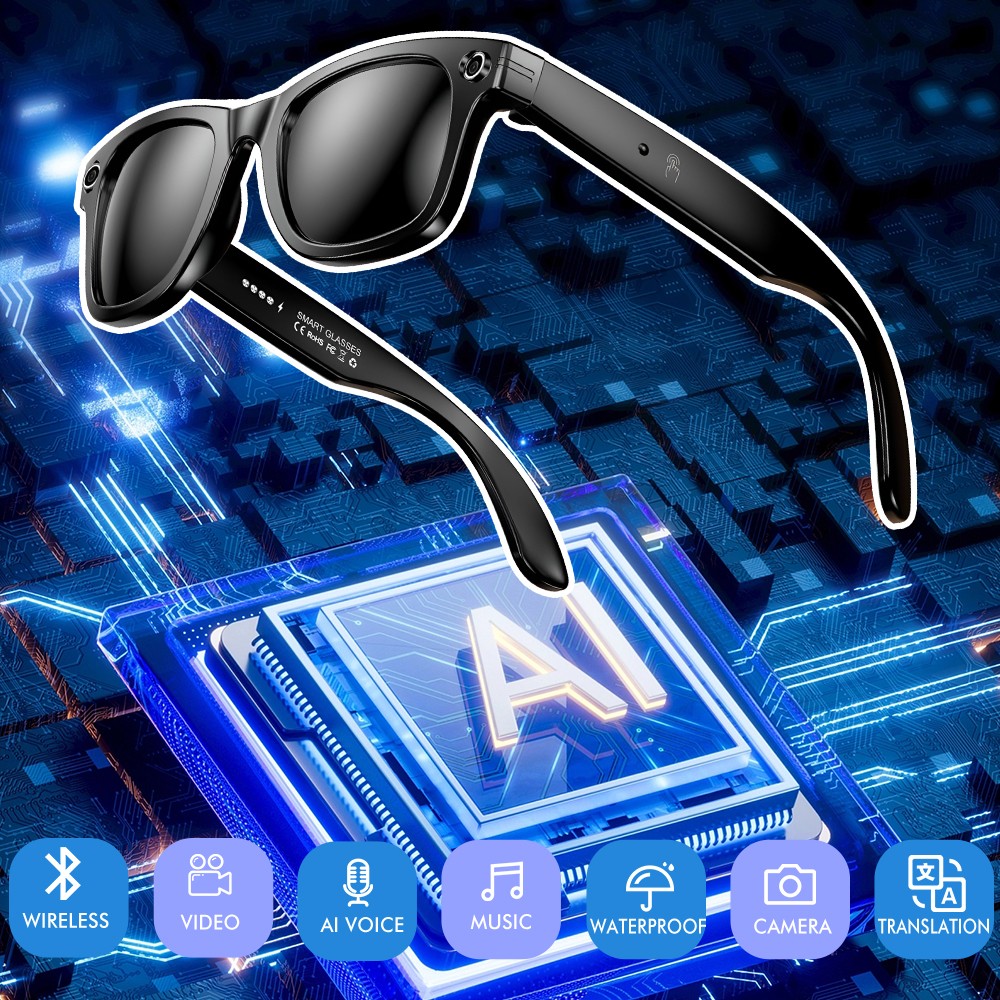 AI Smart Glasses HD 8MP Camera Video Recording Translation Bluetooth Clear Lens