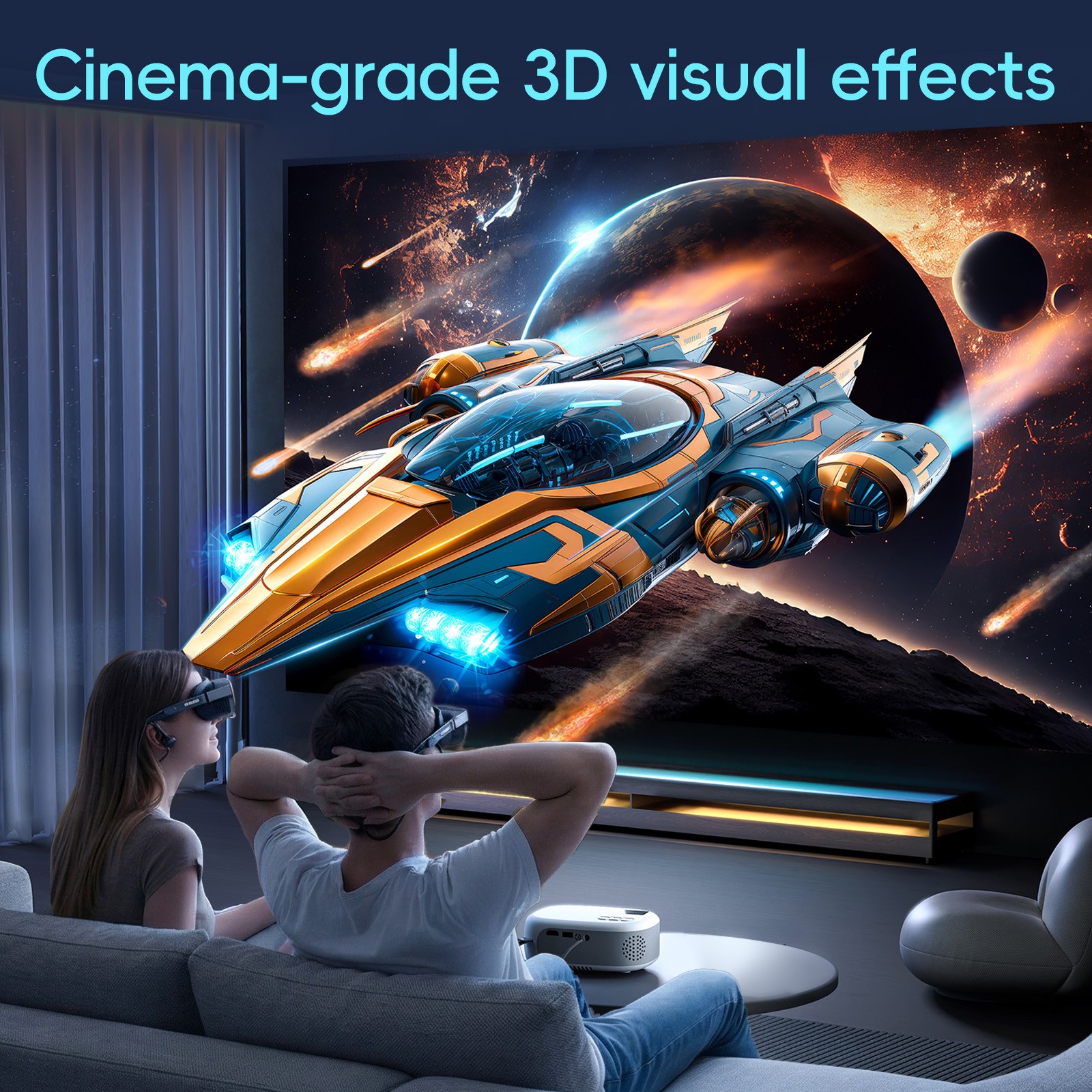ENMESI V60 3D Smart Glasses with 70° FOV 1080P Resolution and USB-C Connectivity