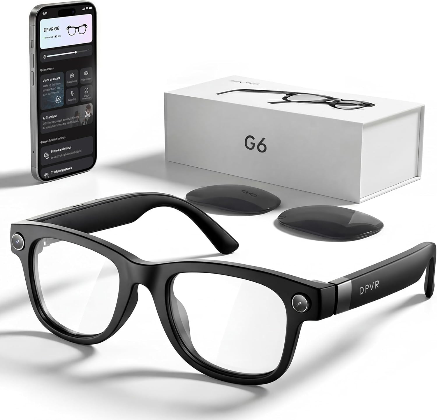 DPVR AI Smart Glasses with Camera and Bluetooth – 8MP HD Sunglasses with Camera,