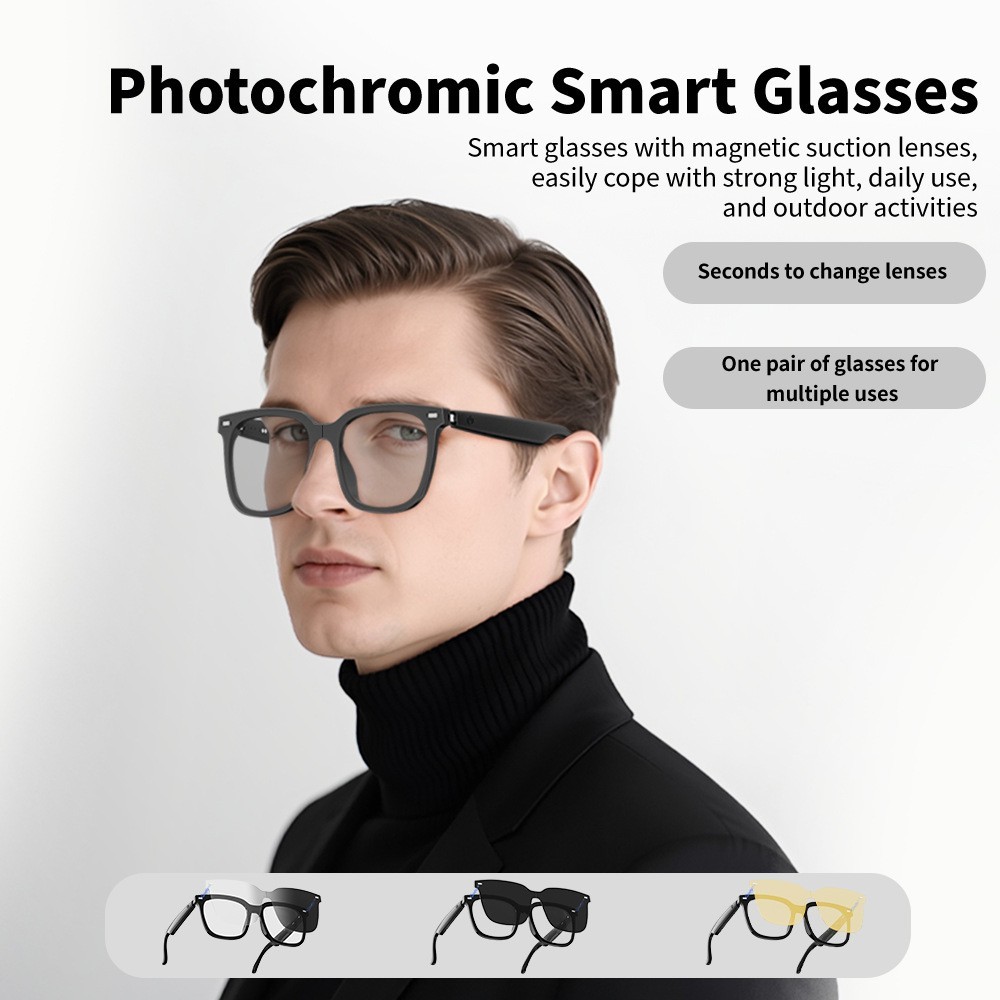 Anti-Blue Ray AI Smart Glasses Voice Assistant Real-Time Translation Call Music