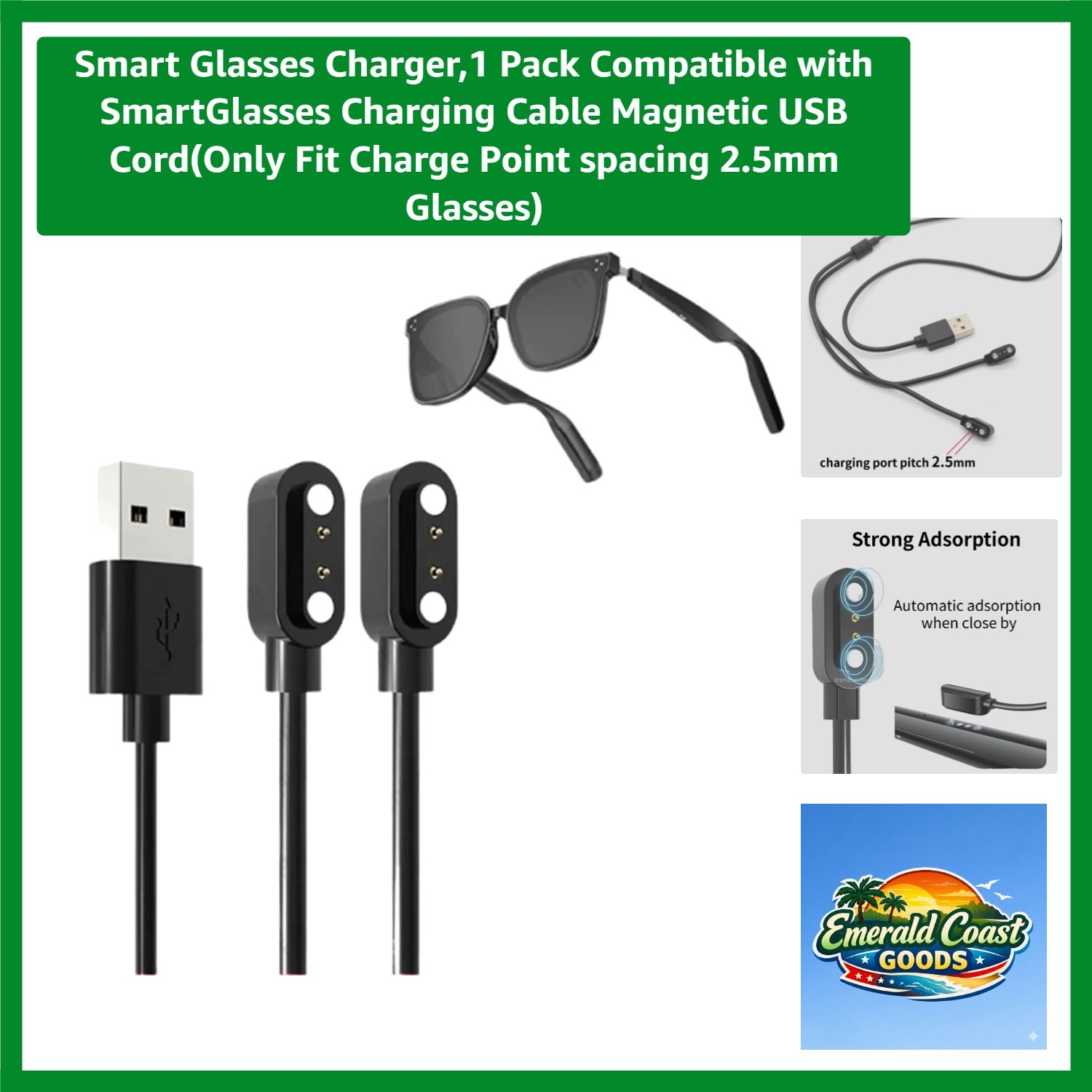 Magnetic USB Charger for Smart Glasses – Fast Charging & Eco-Friendly – 60cm