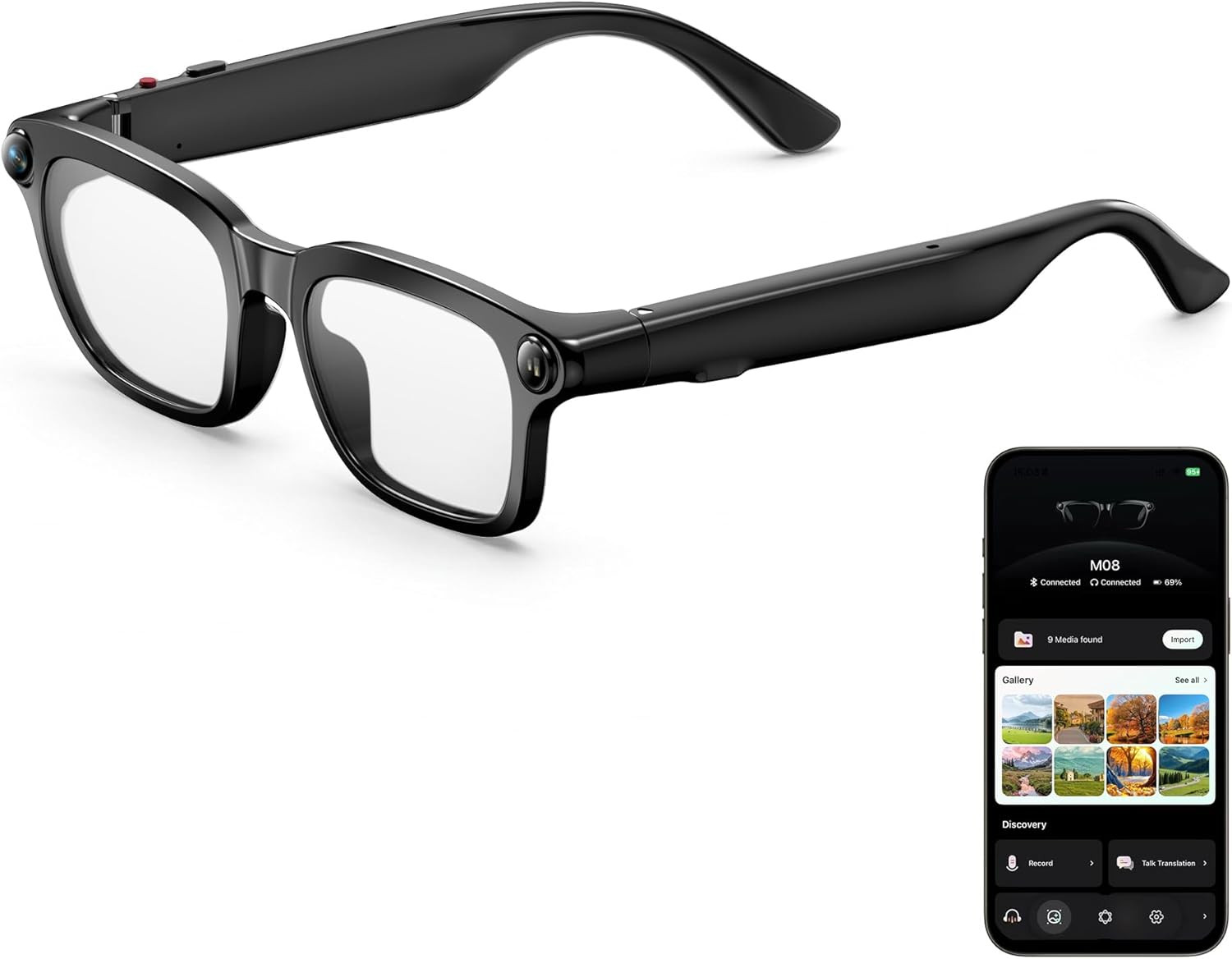 AI Smart Glasses with 8MP Camera, 1080P Video Recording & HD Photos for Men Wome