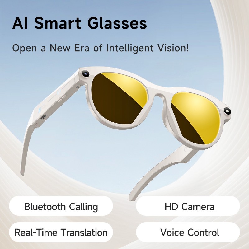 AI Smart Glasses Bluetooth 5.4 HD 720P Camera Video Recorder Voice Control