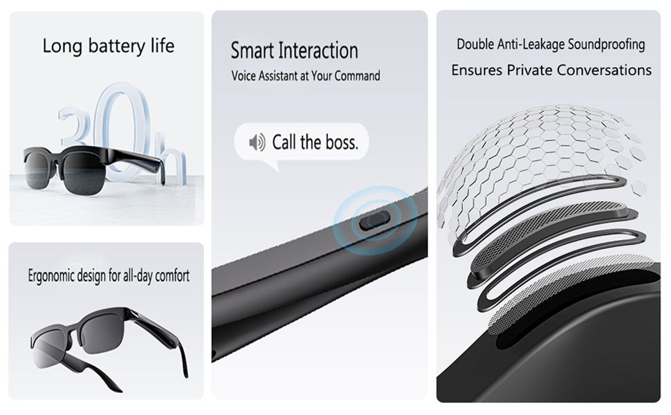 AI Smart Glasses, AI Translation in 144 Languages, with Open Ear Headphones