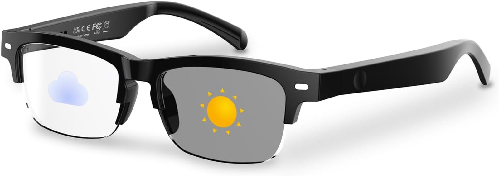 Smart Glasses, Open-Ear Sound Mic & Speakers, Smart Audio Polarized Sunglasses w
