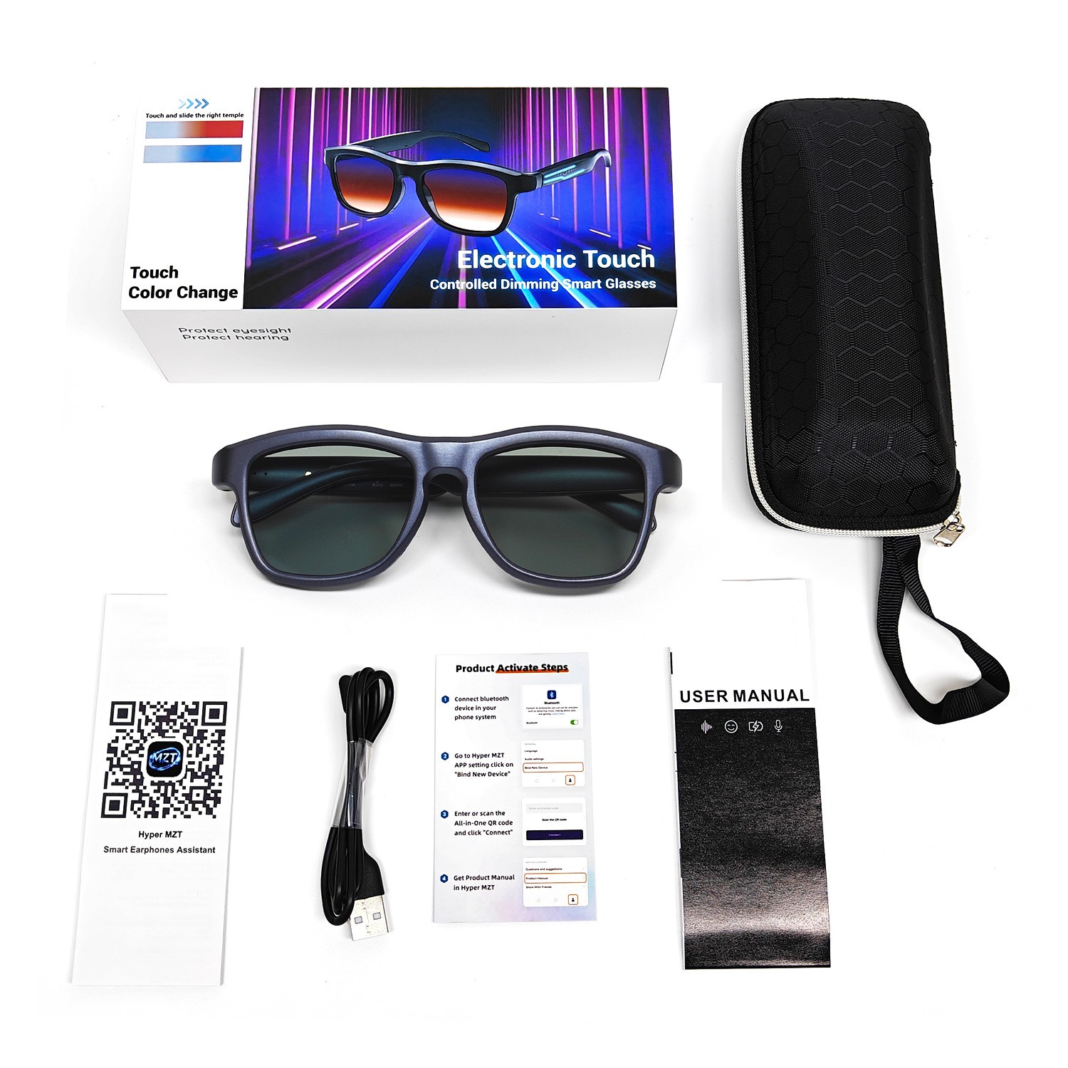 Smart Glasses Bluetooth camera Calling AI Translation /Recording display