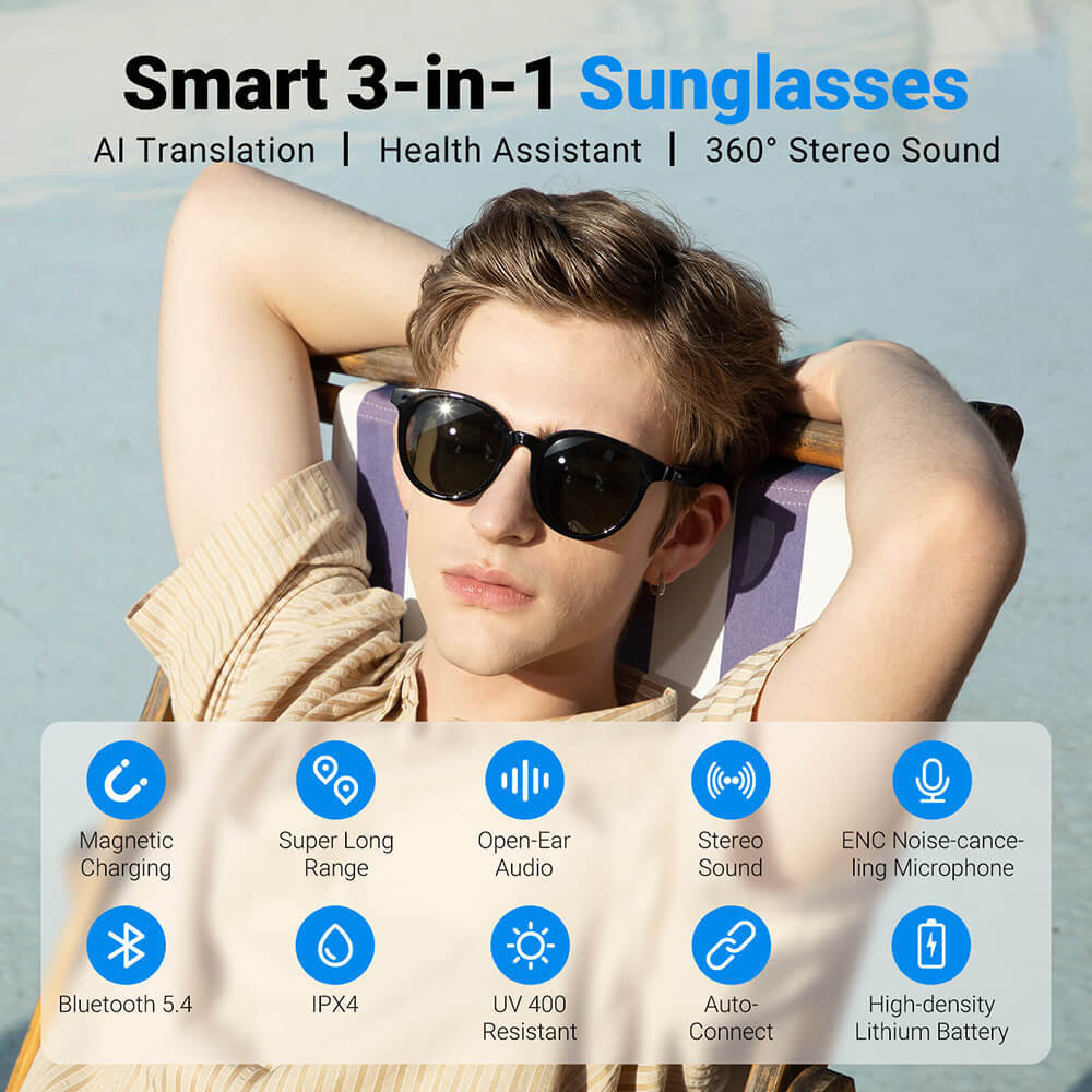Smart Glasses Bluetooth His & Hers Sunglasses Gift Set 11H Music Call Headset ×2