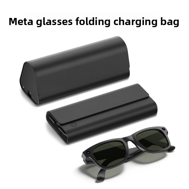 Compatible with Meta Ray-Ban Smart Glasses Wireless Charging & Storage Pouch