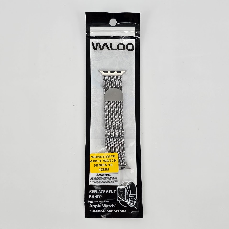 Waloo Magnetic Mesh Band For Apple Watch – 38/40/41/42mm – Silver