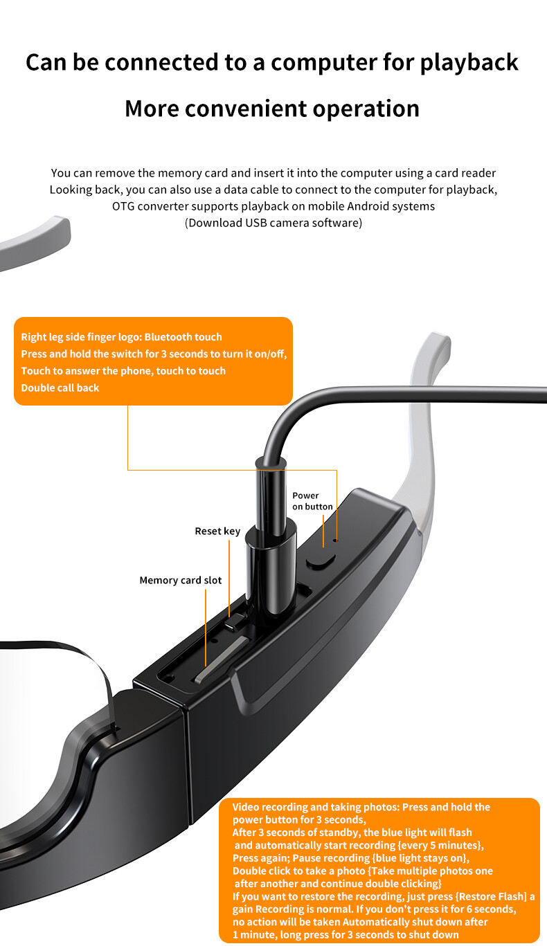 4K XV15 Smart Camera audio video Glasses Sports DV Glasses Bluetooth music