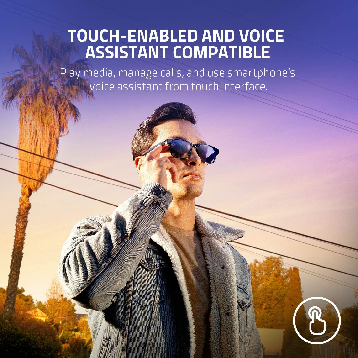 Razer Anzu Round Smart Glasses with Blue Light Filter Polarized Lenses (Large)
