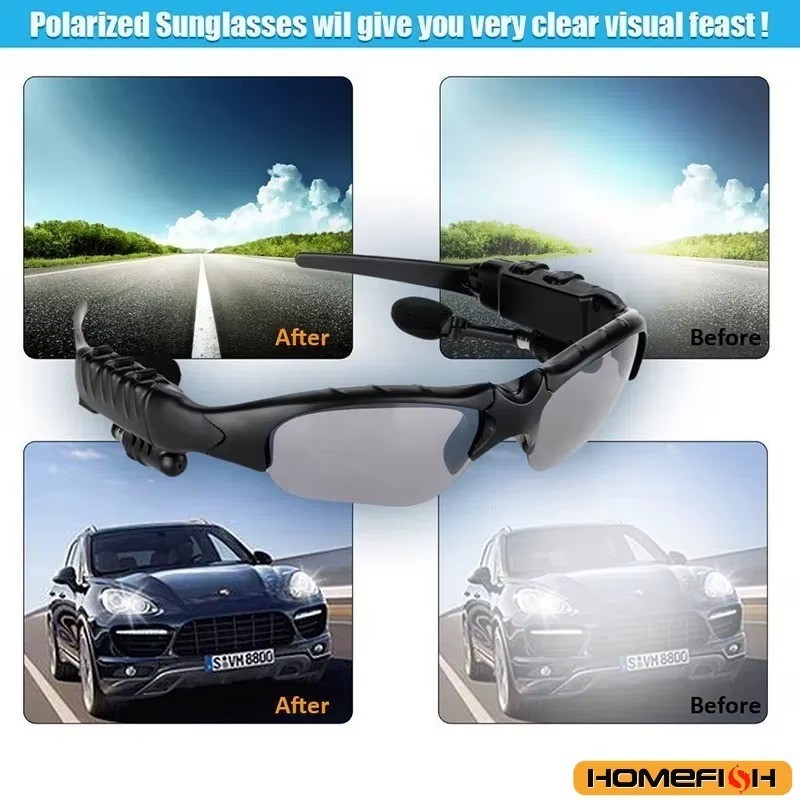 Bluetooth Audio Glasses Wireless Sunglasses Headset with Mic for Driving Cycling