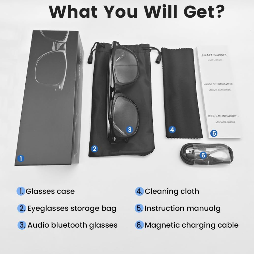 Smart Bluetooth Glasses,For Men & Women, Touch Control, Outdoor UV Protection an