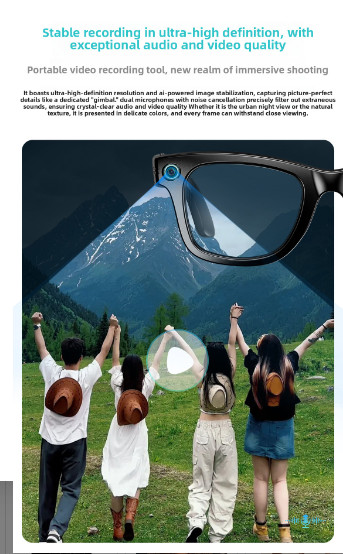 800W Video Recording Eyewear/Sunglasses Chat GPT AI Smart Glasses Bluetooth Earp