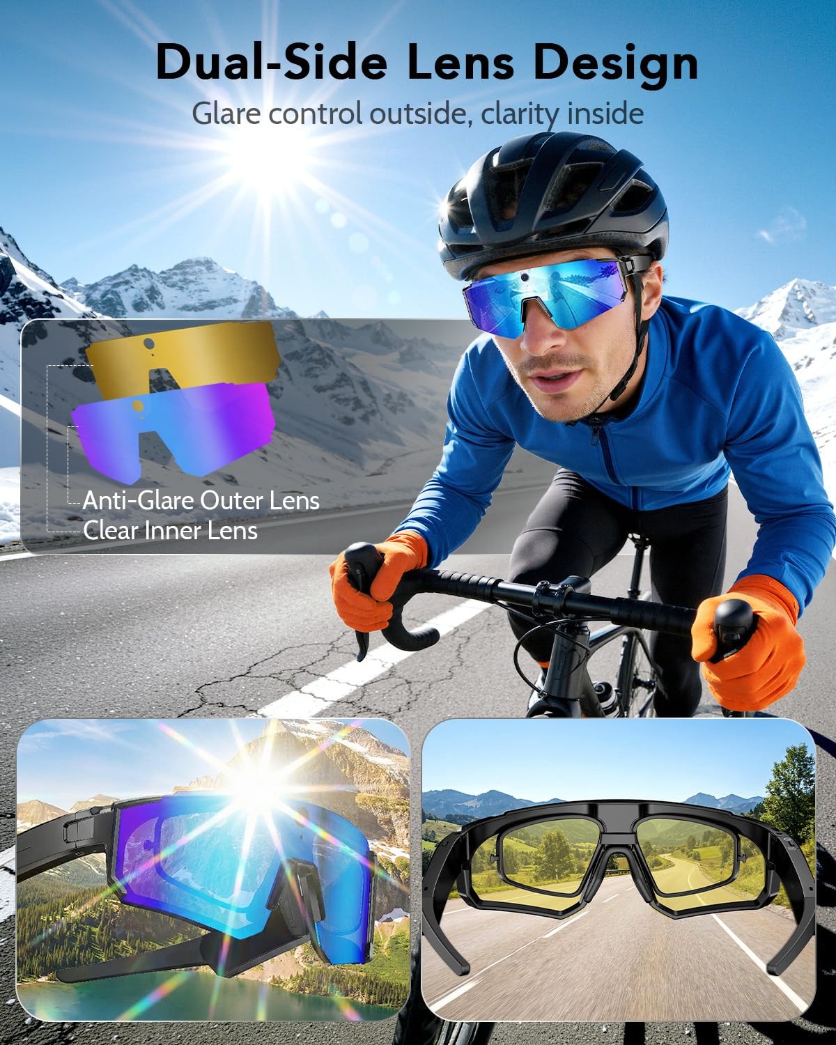 ** NEW AI Cycling Glasses | 1080P Camera | Bluetooth | Voice Control | IP54