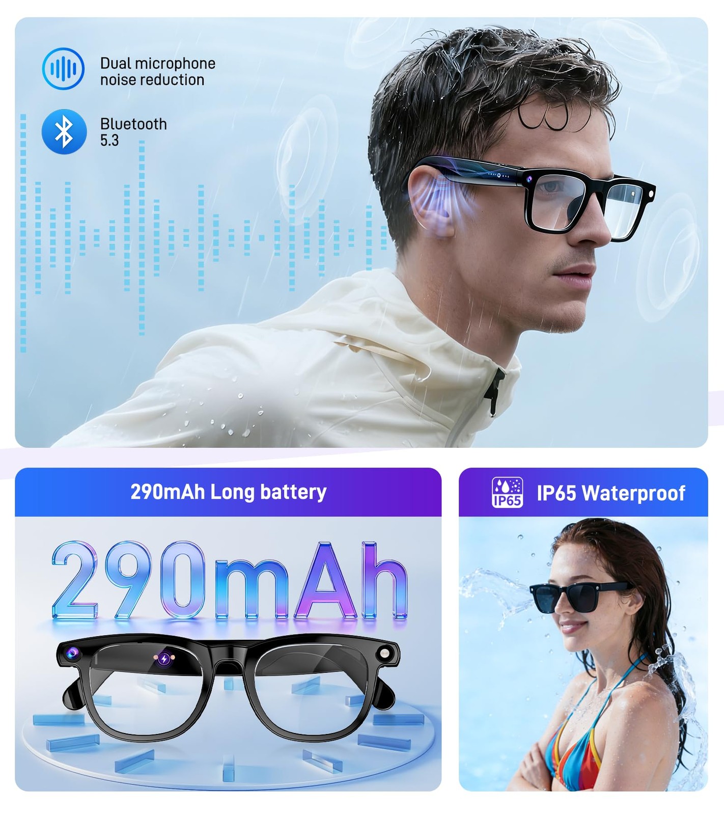Smart Glasses with Camera and Bluetooth – AI Glasses for Men Anti-Shake Real-…