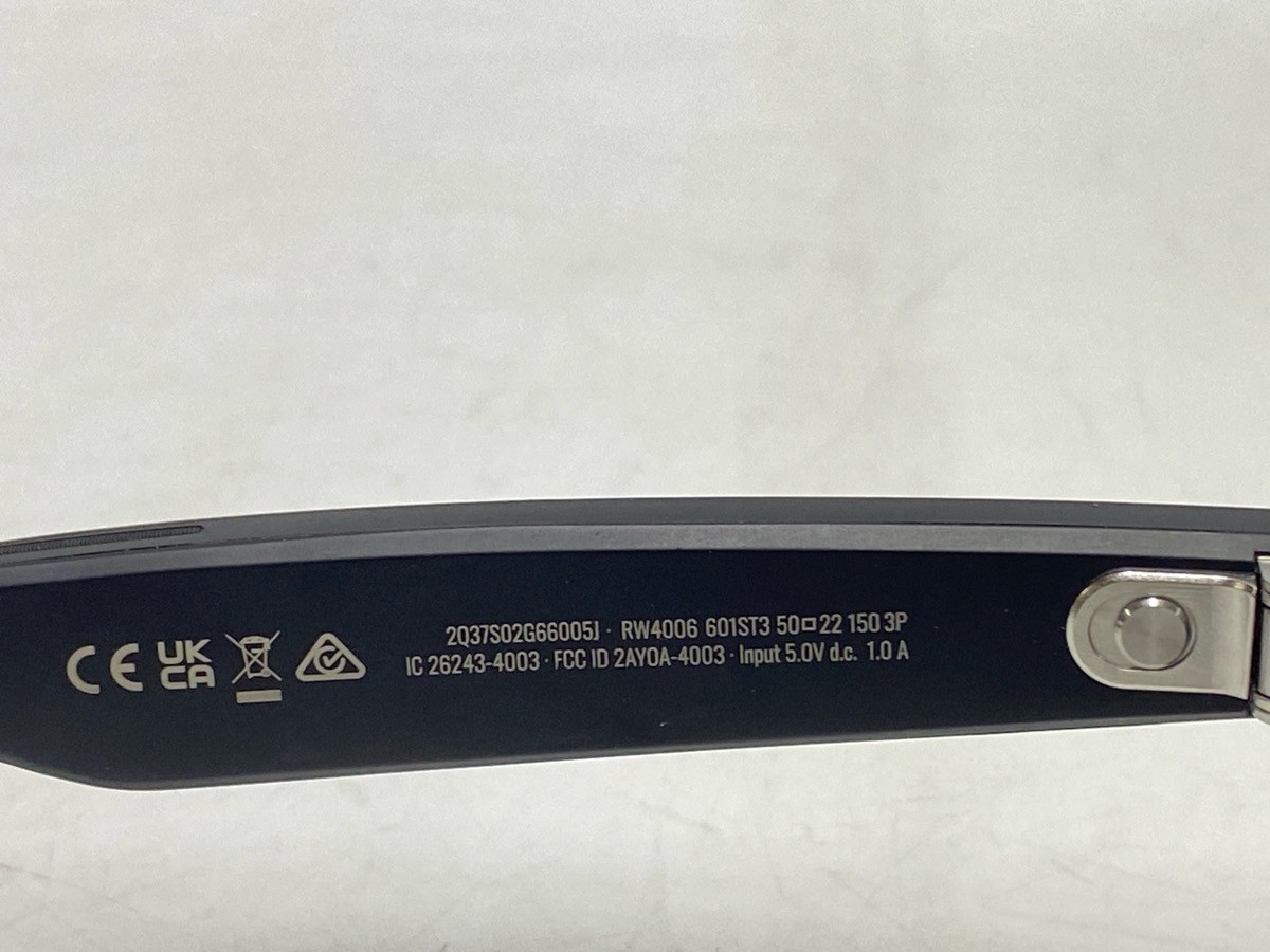 Ray-Ban Meta Wayfarer Smart Glasses – Matte Black (UD4057481)