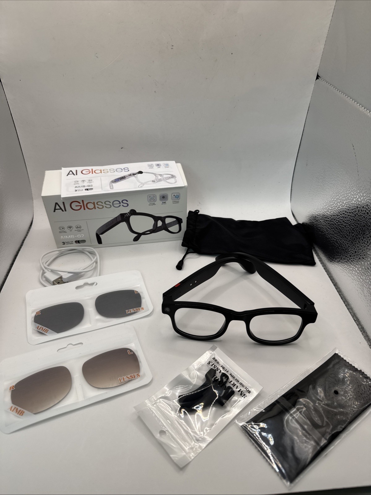 AIMB-G2 AI Smart Glasses NEW/SEALED Set Of 3 Lenses Included- With Translation