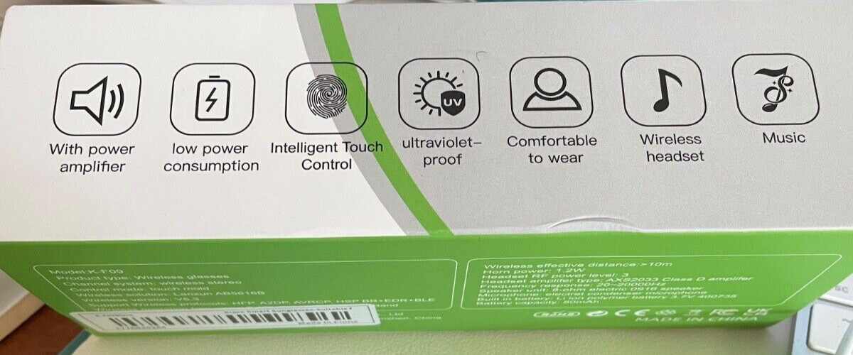 Koippse Smart Wireless UV Glasses. Sounds Great!