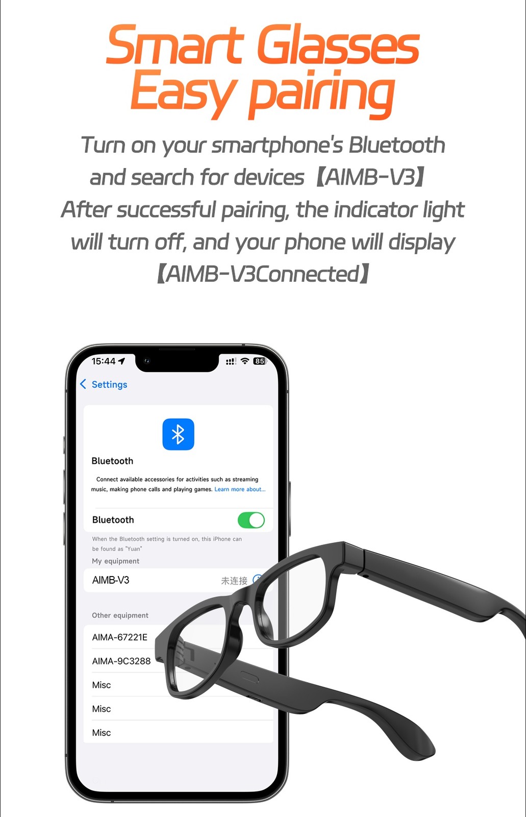 Bluetooth Smart Glasses,Blue Light Blocking Glasses for Men and Women
