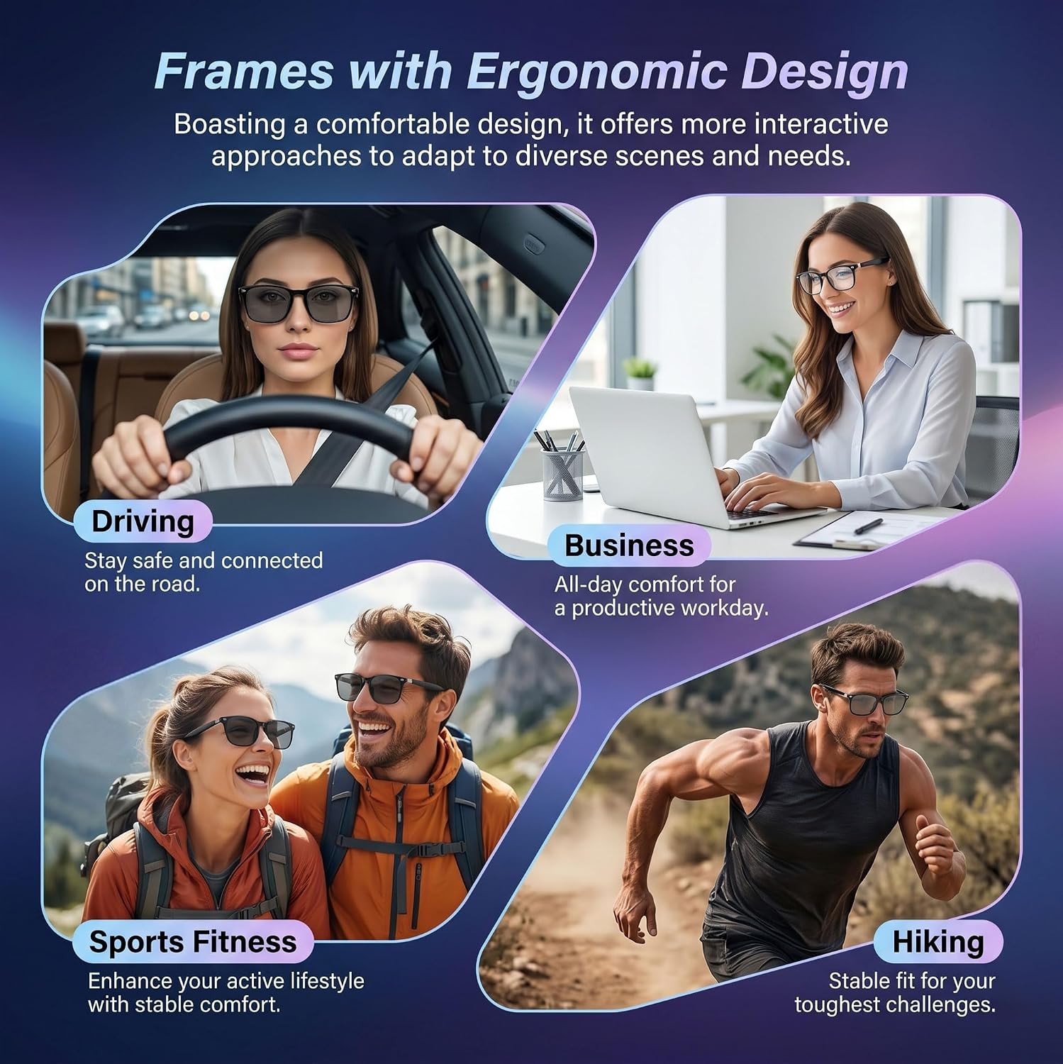 AI Smart Glasses, 164 Language Translation Glasses, Bluetooth Glasses with Speak