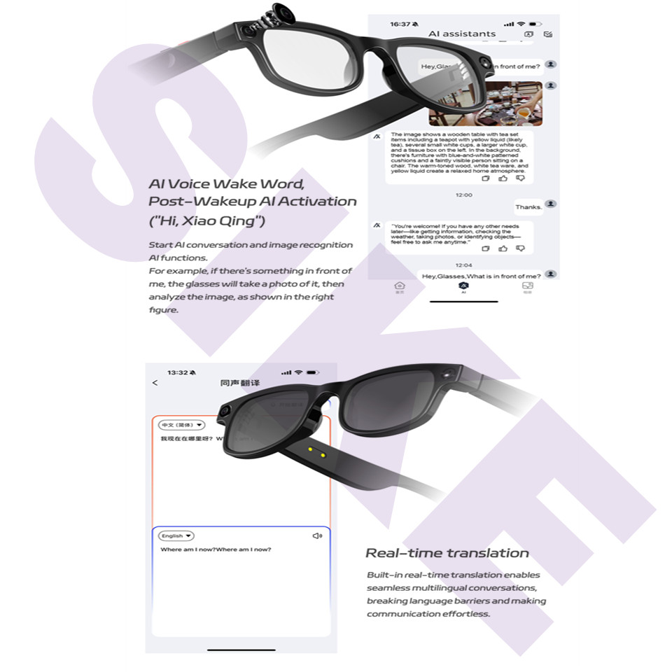 Use for travel AI smart glasses with camera and bluetooth and translation and vi
