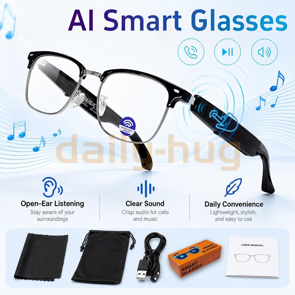AI Smart Glasses Bluetooth Call Audio Translation for Men and Women Work Glasses