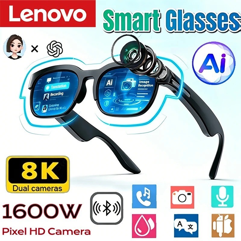 Lenovo New AI Smart Glasses 2026 Translation Bluetooth Conversation Recording