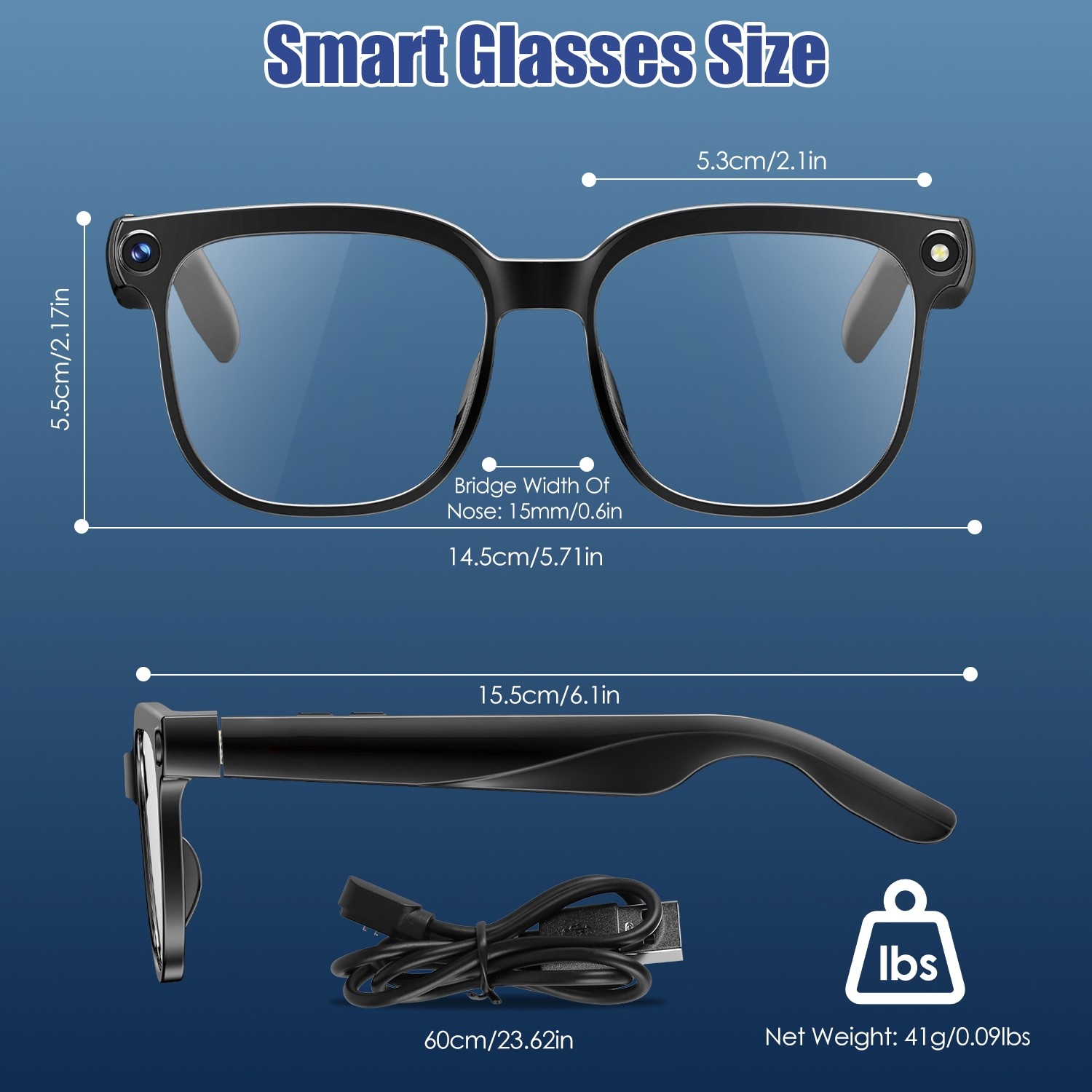 AI Smart Camera Glasses 1080P Wireless Open Ear Audio Real Time Translation