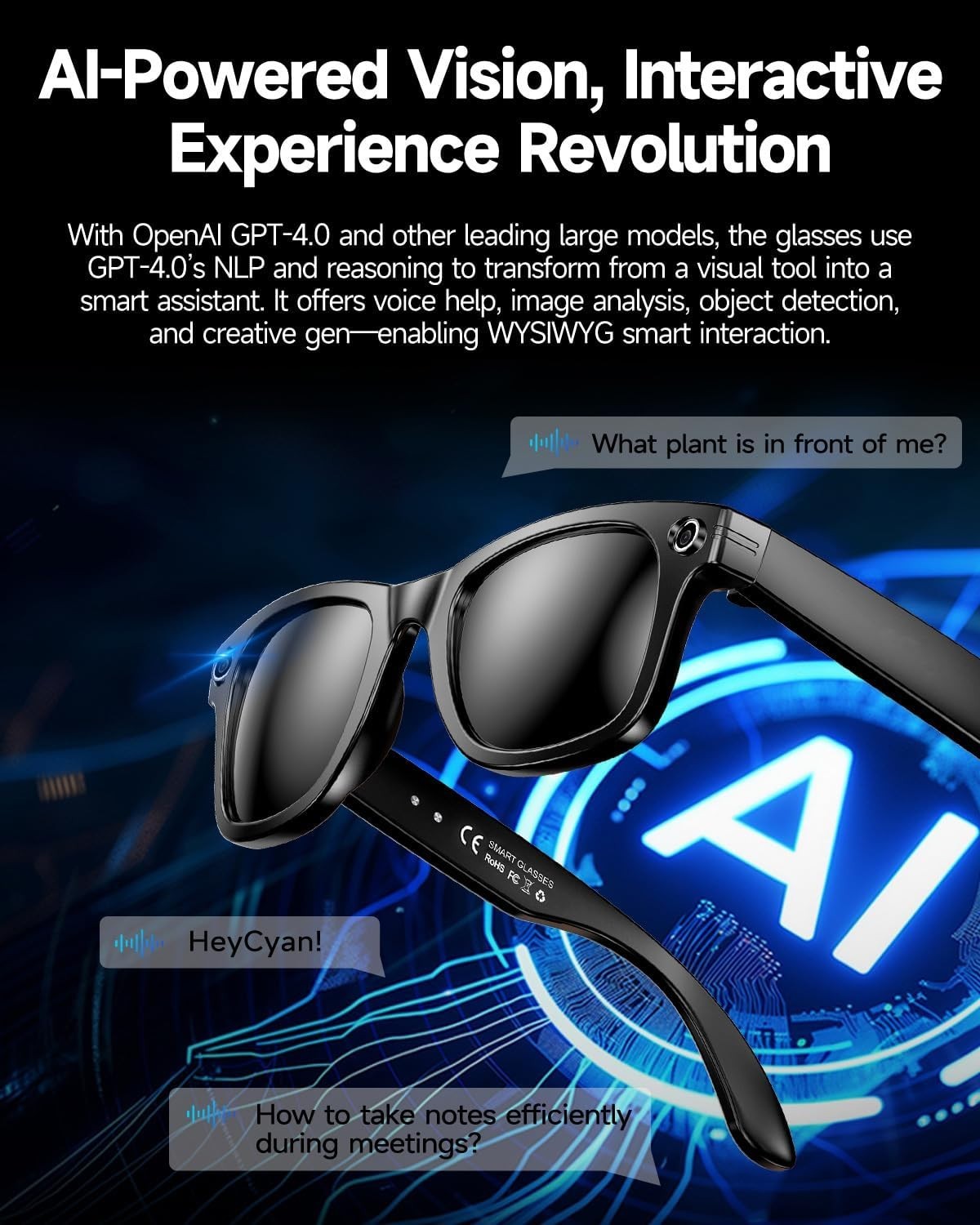 Smart glasses bluetooth video camera