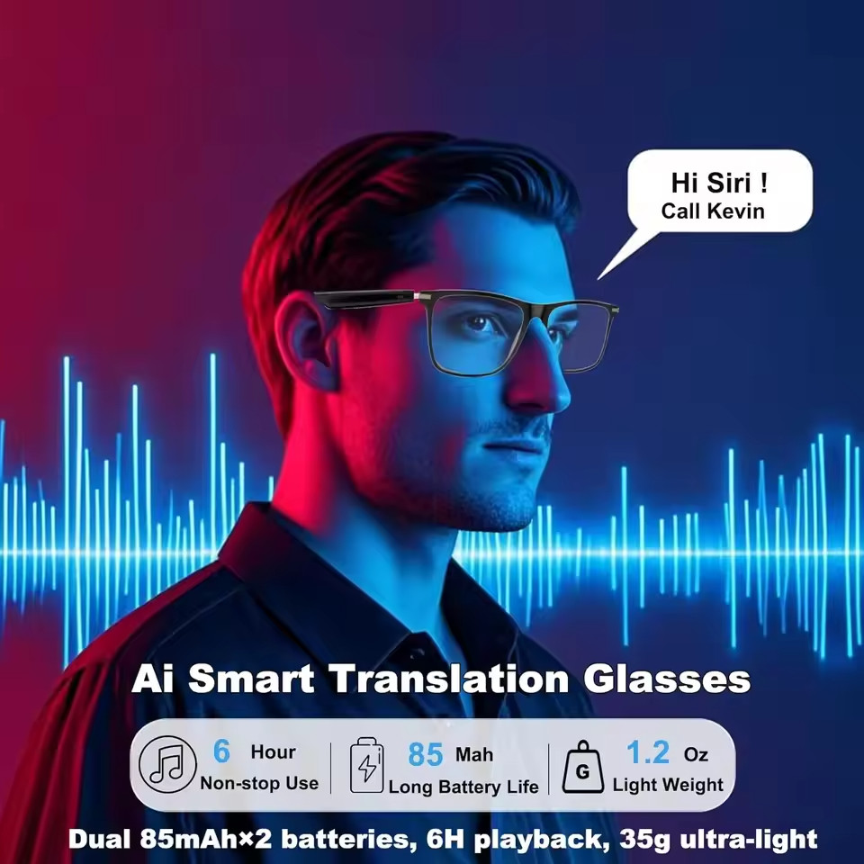 AI Smart Translation Glasses 140+ Languages Photochromic Lenses Bluetooth Audio