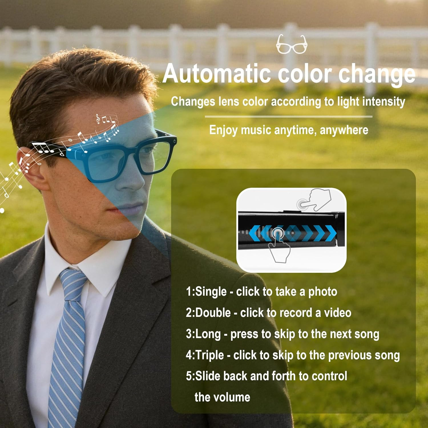 Ai Smart Glasses with Camera and Bluetooth – 4K HD Video Recording, Real-Time Tr