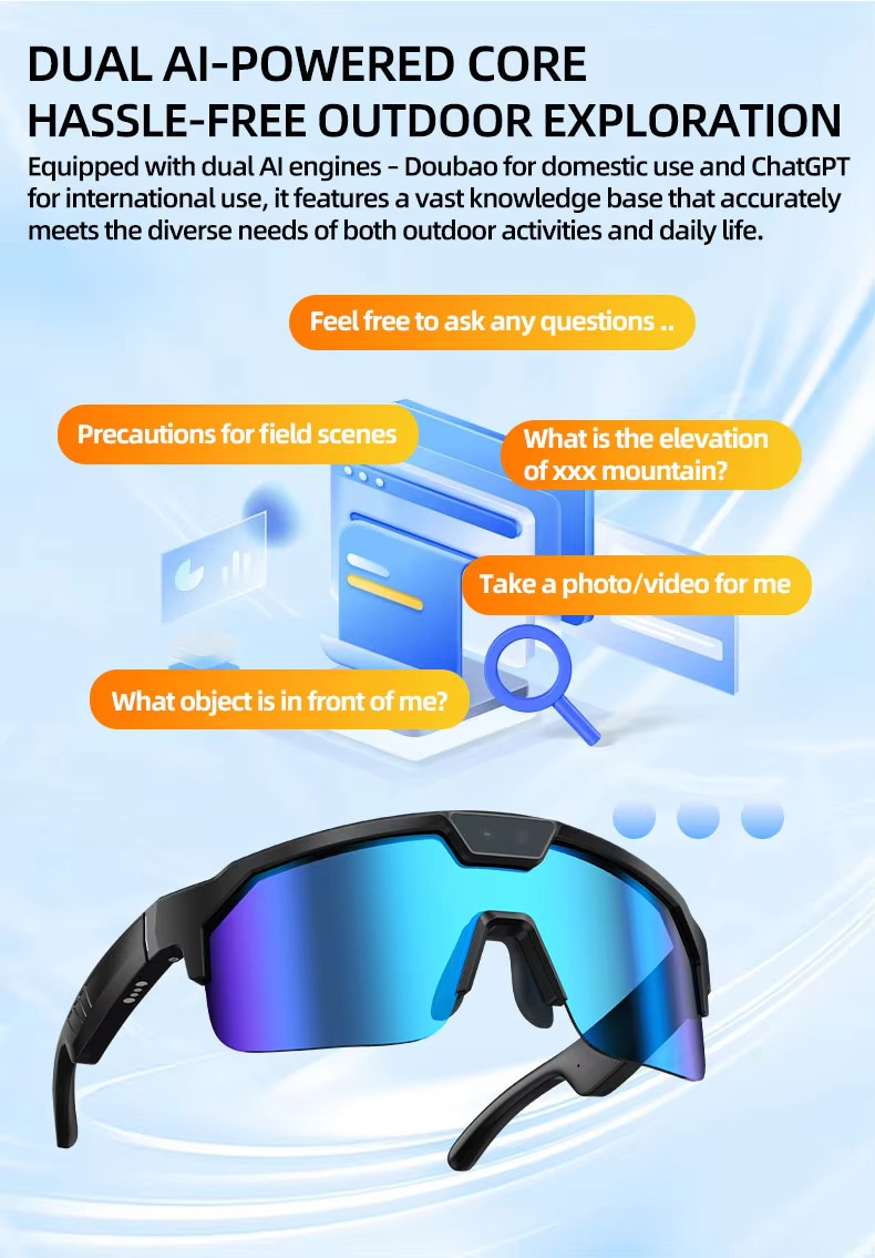 GUHUAVMI AI Smart Sports Glasses 4K Camera | Bluetooth 5.3 AI Assistant