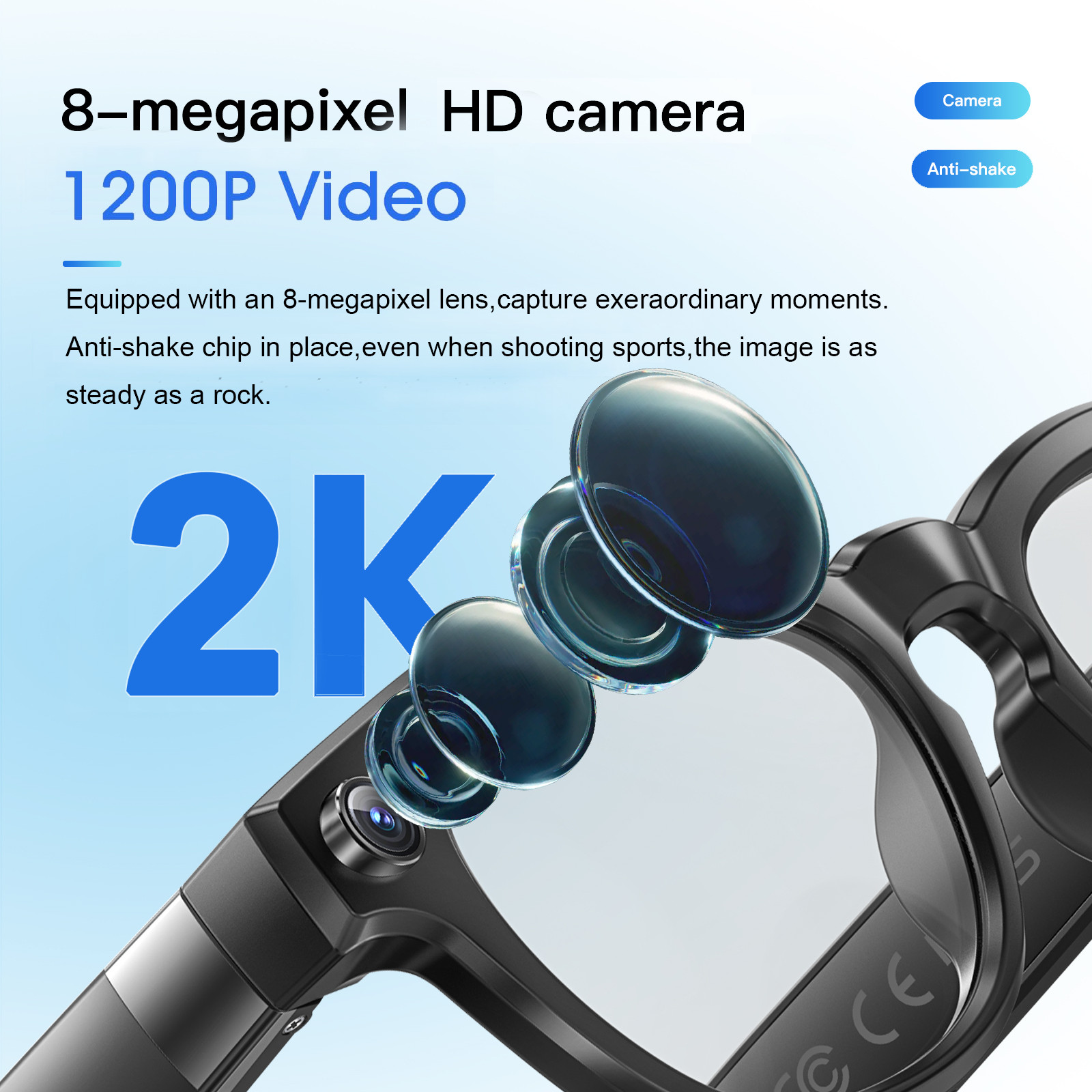 Smart Video Recording Bluetooth Glasses with Camera | Translation & Photochromic
