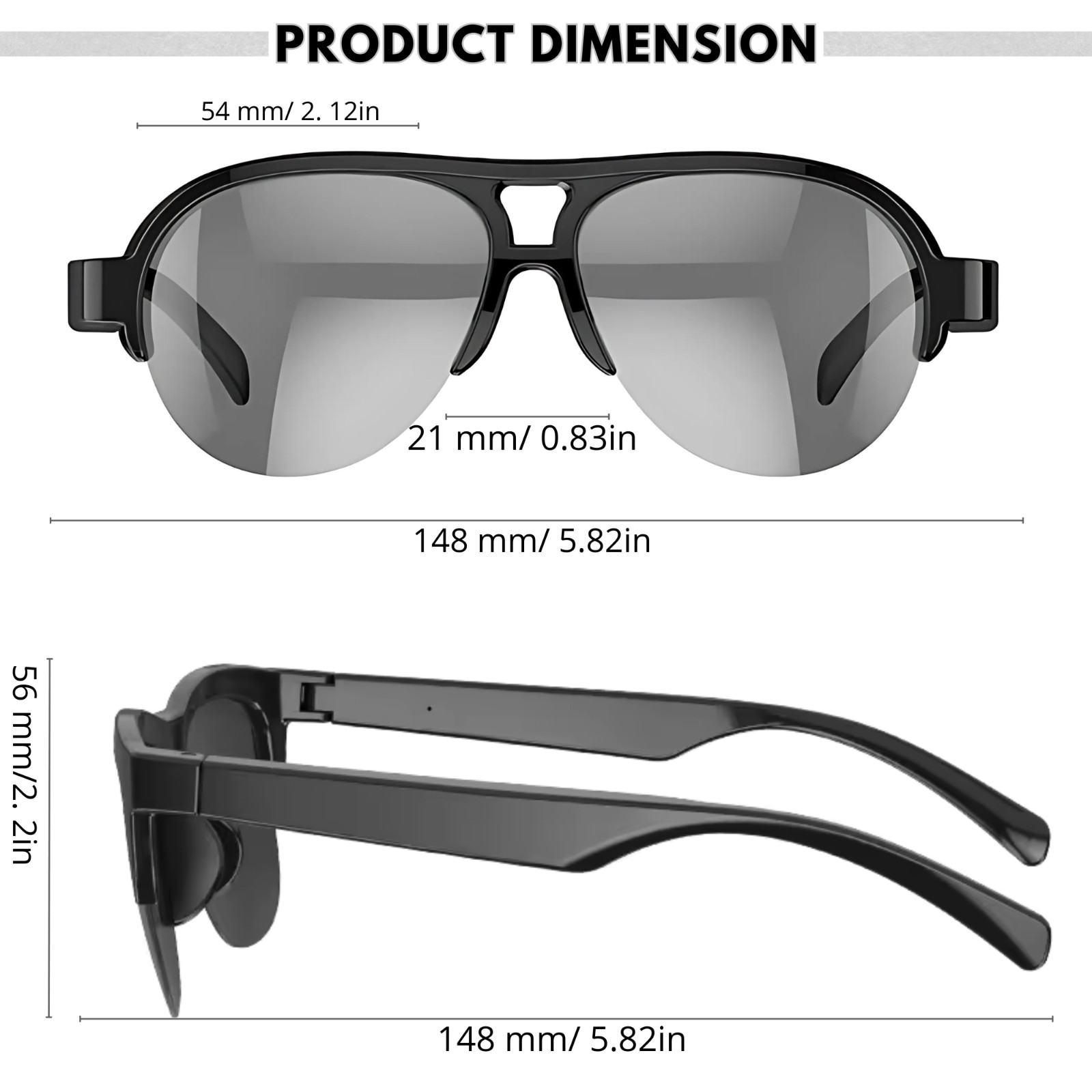 Bluetooth Smart Glasses Open Ear Sunglasses Music Call UV Lenses Men Women