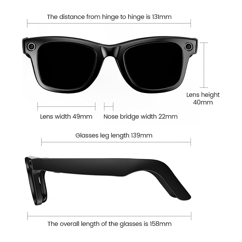 AI Smart Glasses With Camera 8MP 1080P HD Video Recording Translation Eyewear
