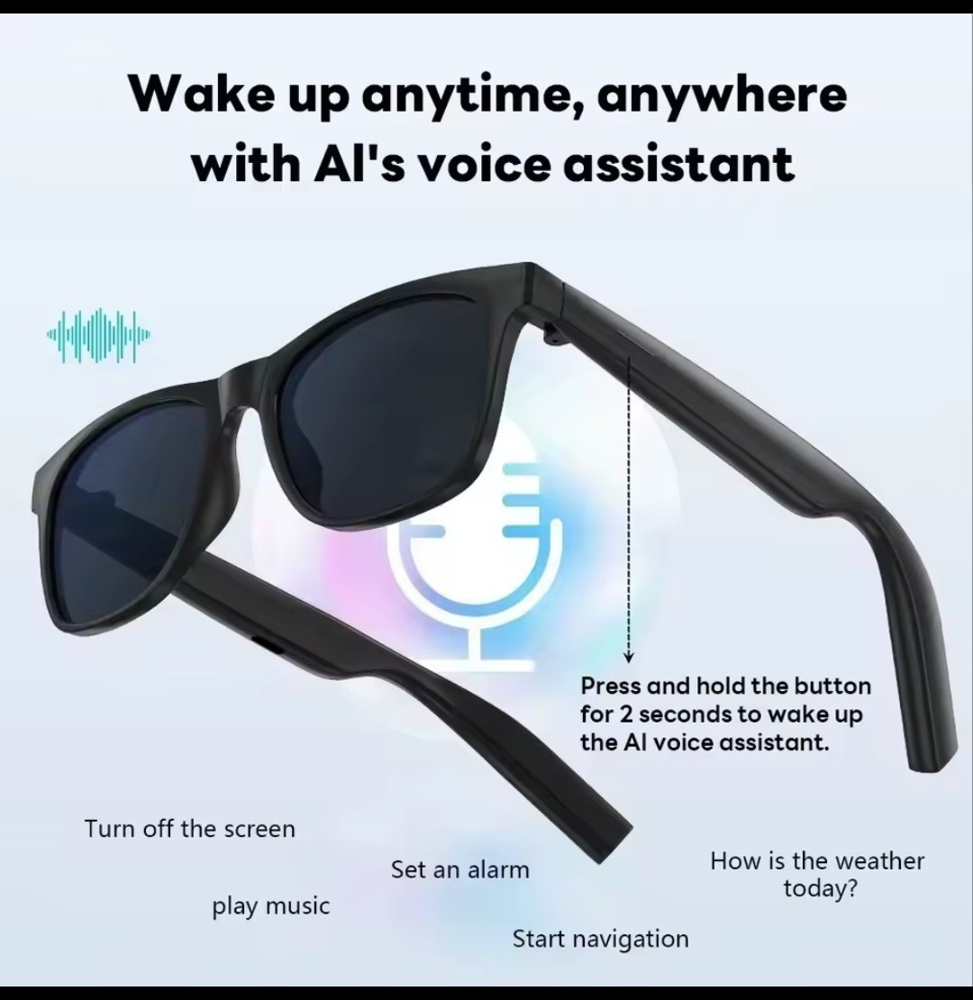 Laxasfit AI Smart Glasses 4K Camera Bluetooth Translation Music Sunglasses