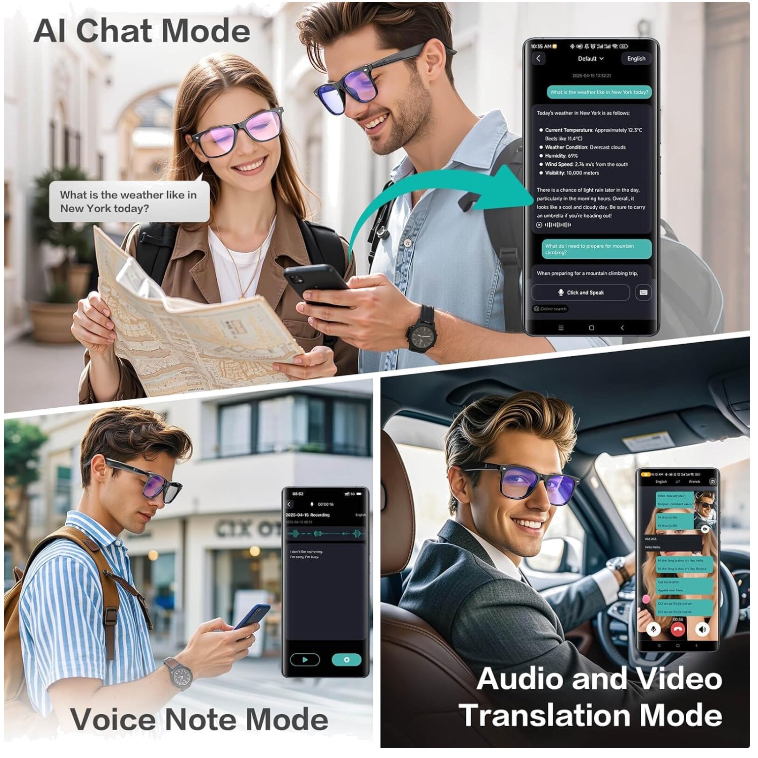 AI Smart Glasses with Bluetooth 6.0 Technology