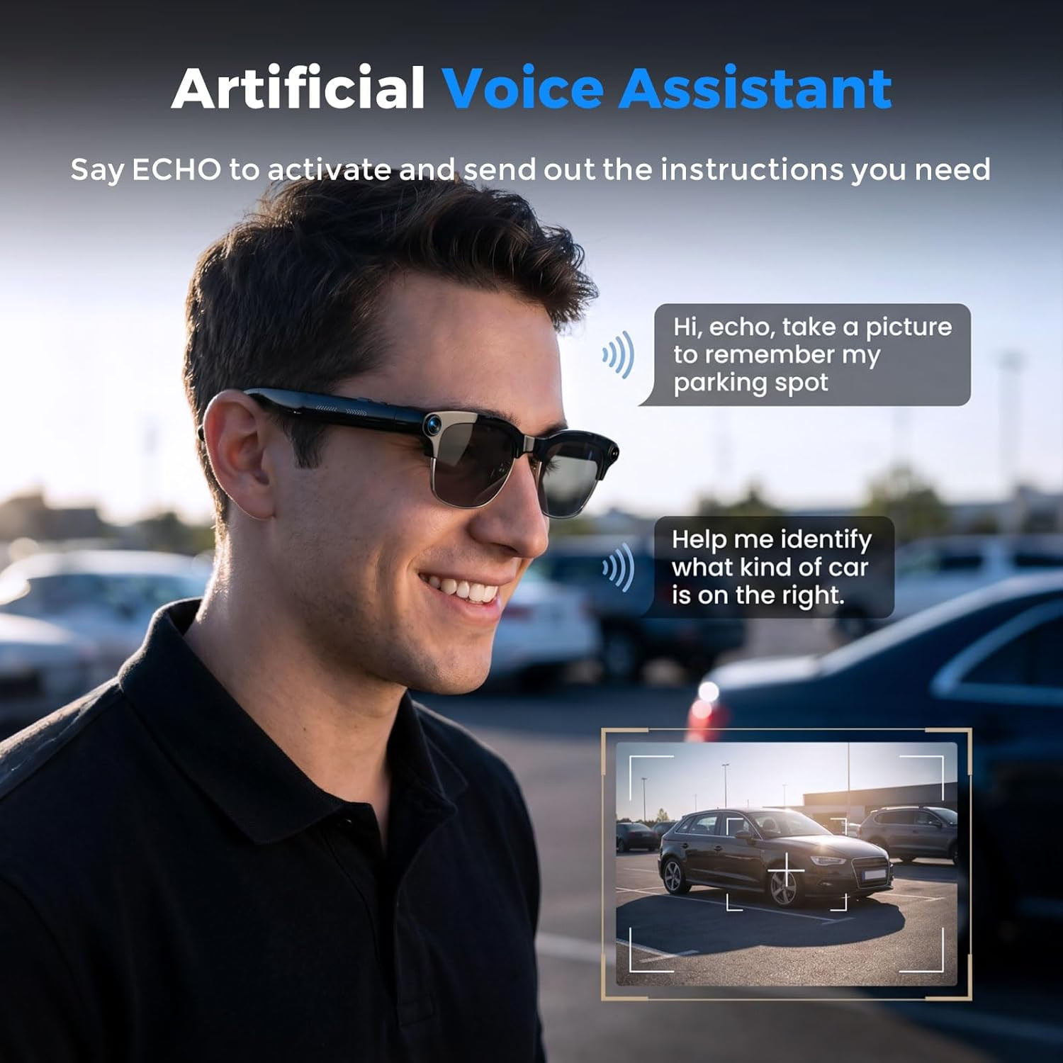 AI Smart Glasses with Camera, 4K HD Photo & Video Recording, Real-Time Translati
