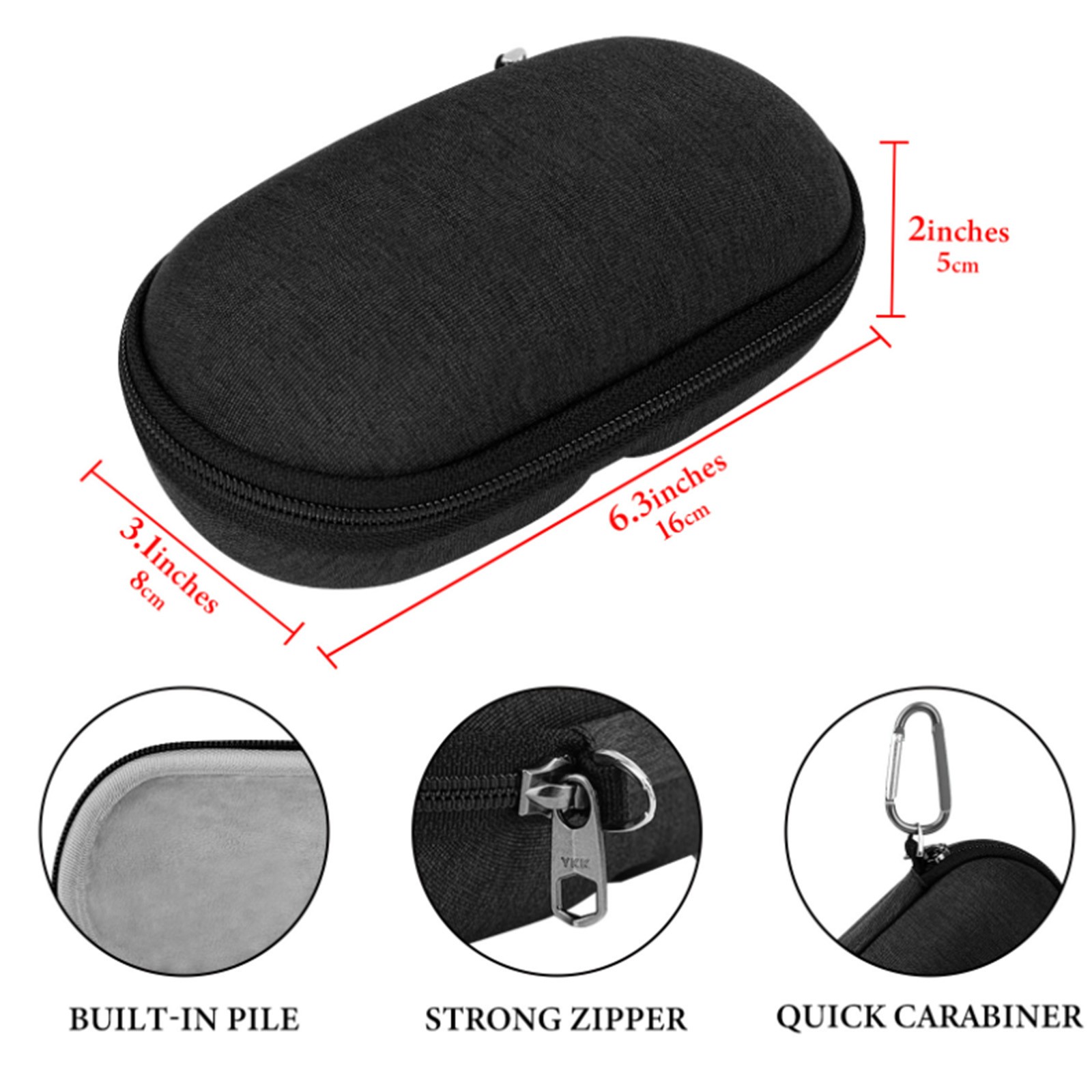 EVA Zipper Eyewear Case AR/VR Dual-Pull Tab Sunglasses for XREALOne/Rayneo Air2