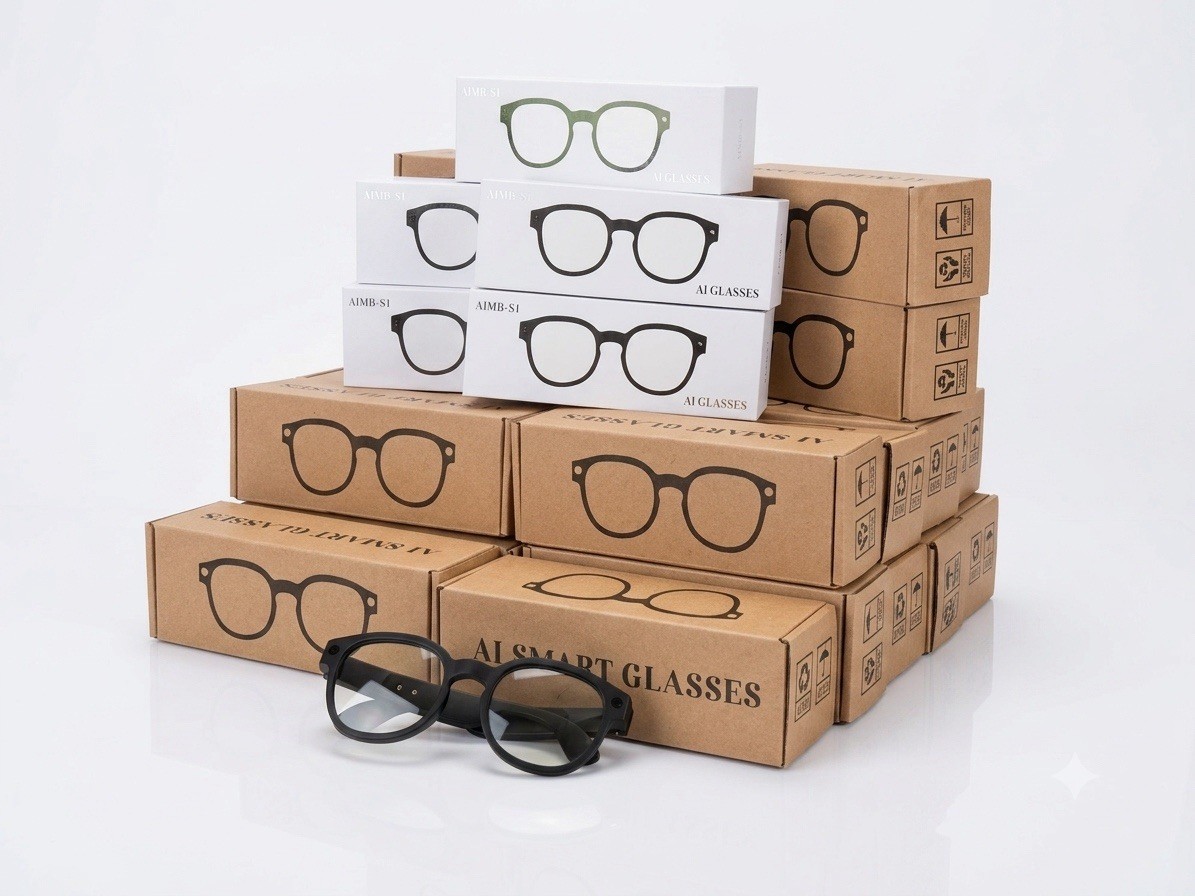 AiMB-S1 AI Smart Glasses Bluetooth Camera Black Frame w/ USB Cable & Box